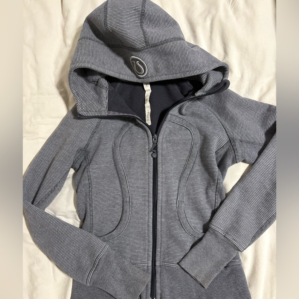 Lululemon Striped Grey Scuba Hoodie Zip-up Jacket Size 4